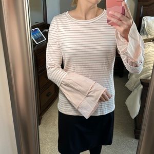 Blush and White Stripe Embellished Top